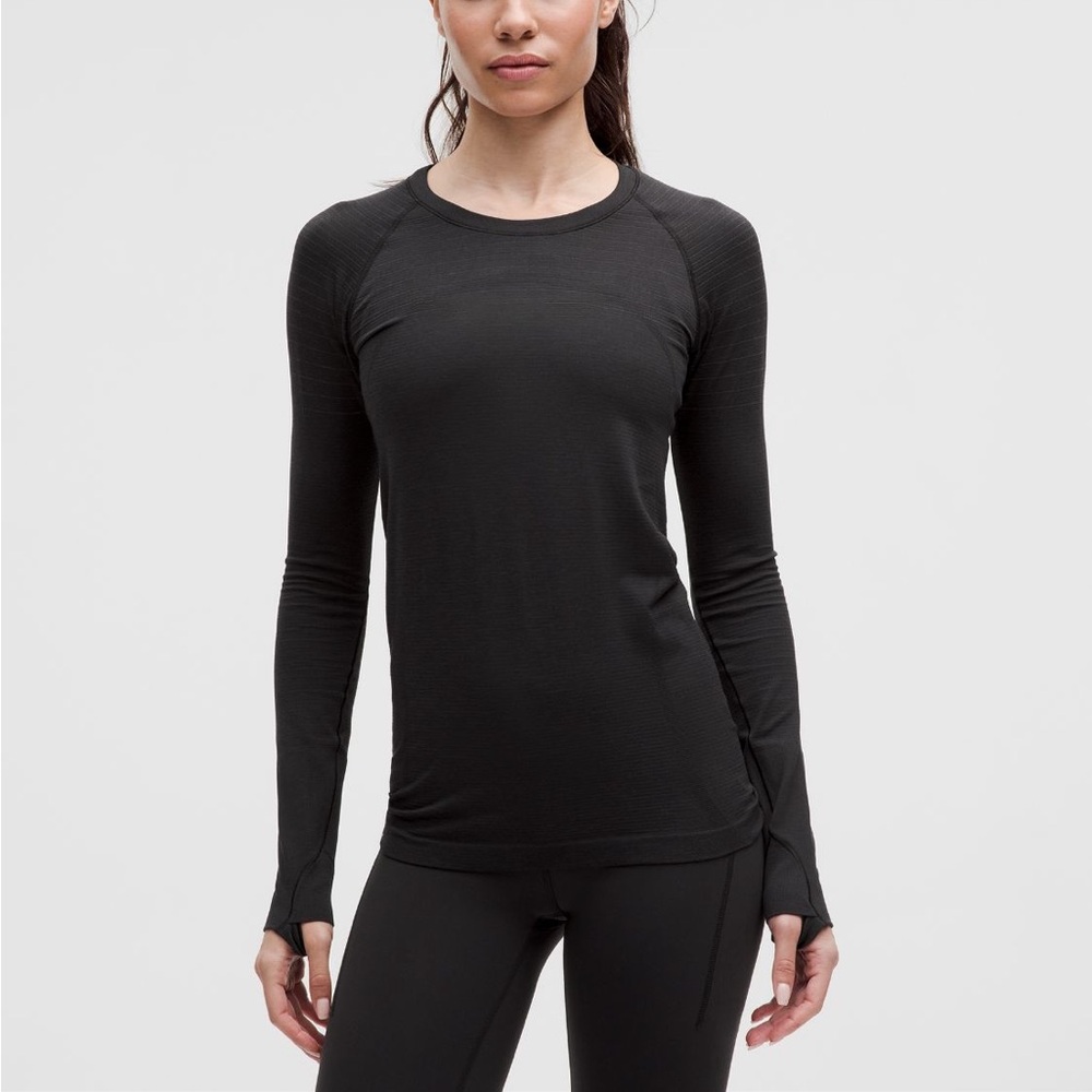 ❤️ Lululemon Swiftly Tech Long Sleeve Top Size 4 Black NWOT